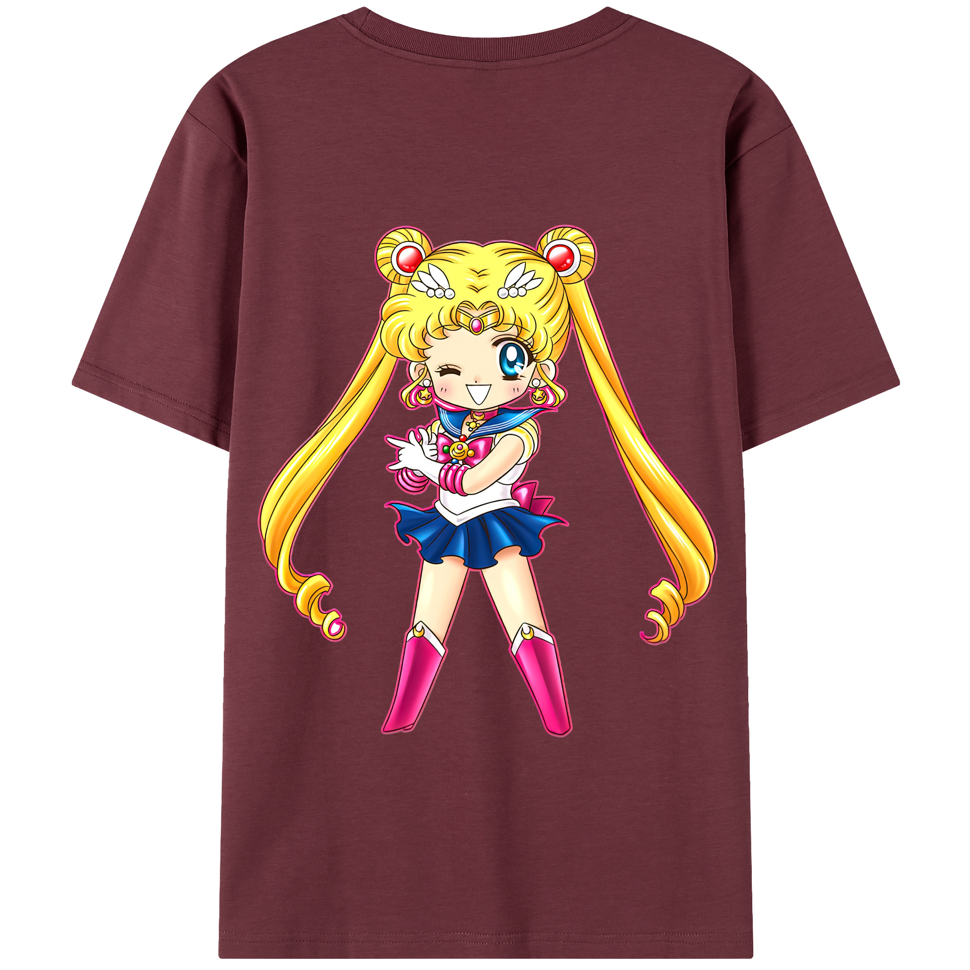 （画像用） 美少女戦士セーラームーン 月野 うさぎ つきの うさぎ Sailor Moon Tsukino Usagi 綿100％半袖Tシャツ（背面プリント）